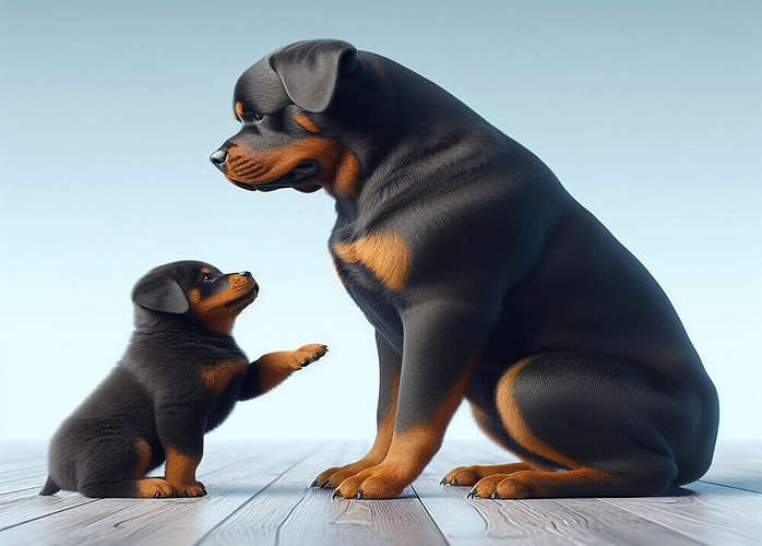 rottweiler and puppy